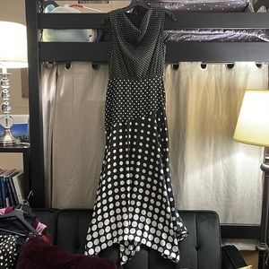 Women’s long polka dot black dress